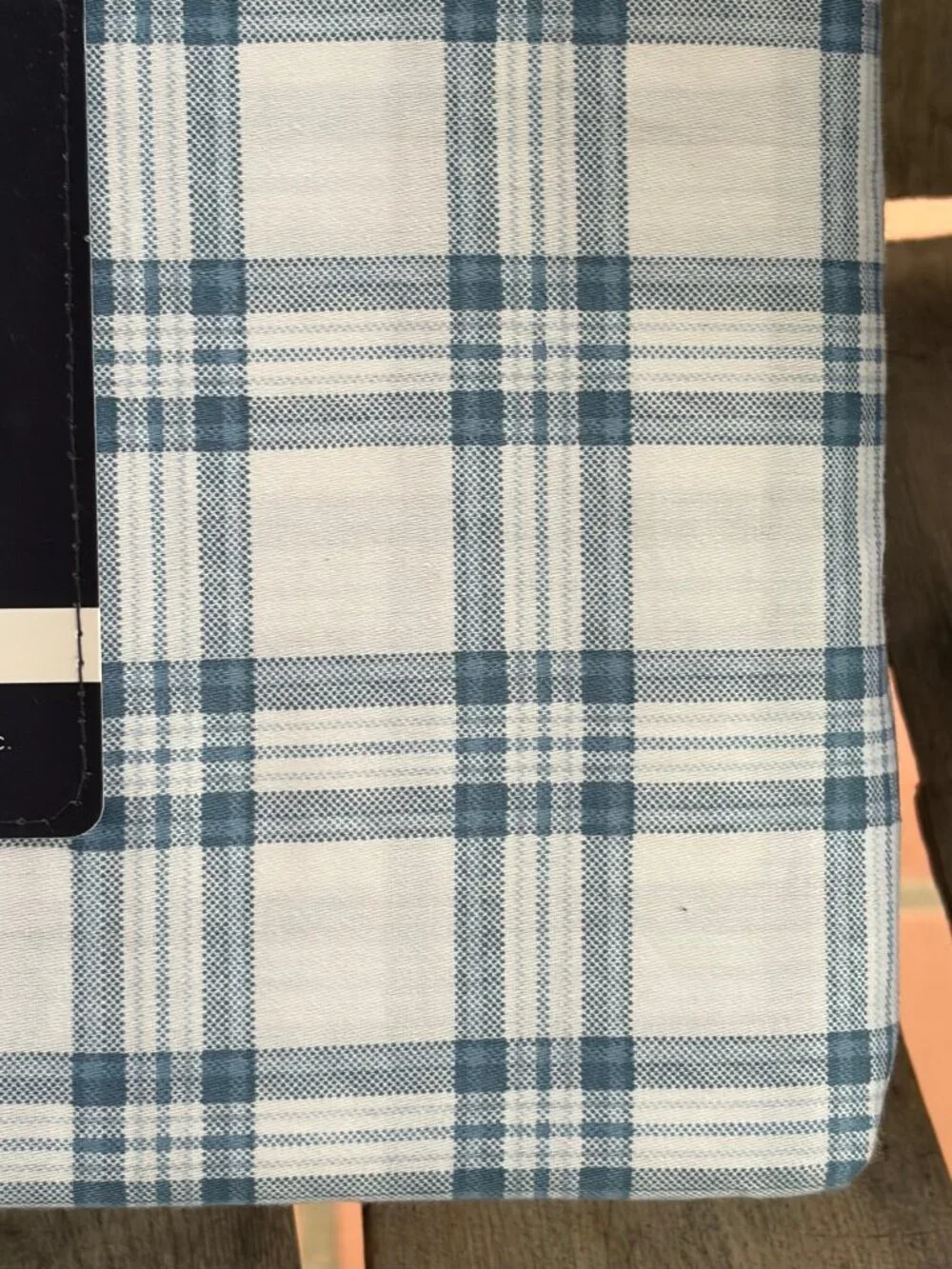 NEW Brooks Brothers Queen Size Cotton Sheet Set Blue / White Window Pane Plaid
